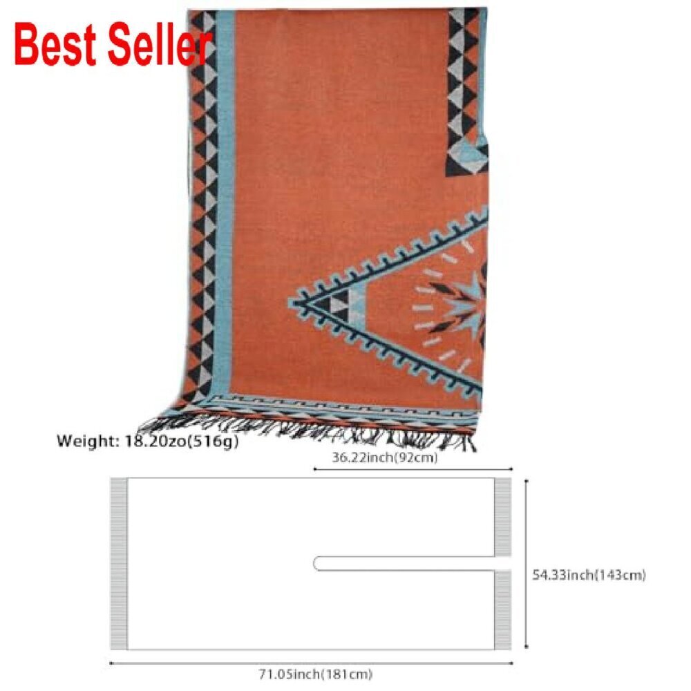 Oversized Pashmina Shawl Soft Winter Warm Blanket Scarf Elegant Retro - Picture 5 of 7